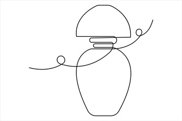 Hand drawn perfume bottle design. One line continuous drawing of outline vector illustration
