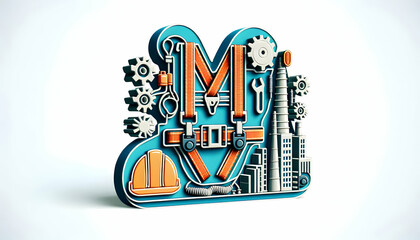 3D Icon as Safety harness and manufacturing equipment concept as A safety harness paired with manufacturing equipment symbolizing the importance of fall protection in industrial settings perfect for i