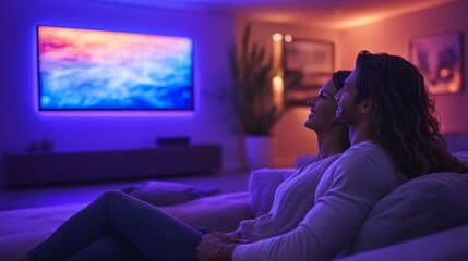 Naklejka premium Romantic Couple Watching TV