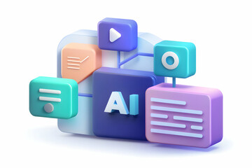 Obraz premium 3D Icon as AI algorithm and content creation concept as An AI algorithm icon paired with a content creation icon symbolizing the use of AI in generating marketing content perfect for isolated vector d