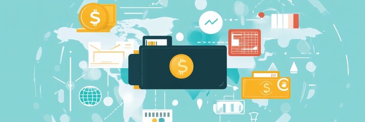 Global Financial Management: Secure Your Future with Smart Strategies - A visual representation of global finance, featuring a secure wallet, a world map, and financial symbols, symbolizing security, 