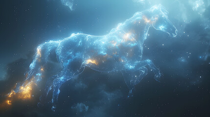 Fototapeta premium Capricorn Zodiac signs. Image of aries sign with blue stars on black background. Zodiac signs, stars and horoscop concept digitally generated image. Cultural and astrological belief.