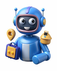 3D Icon as AI chatbot and e commerce concept as An AI chatbot icon paired with an e commerce icon representing the integration of AI in enhancing e commerce experiences perfect for isolated vector des