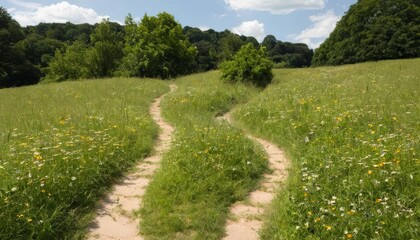  A serene path through a vibrant meadow