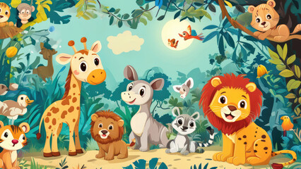 Fototapeta premium Versatile Cover Design Featuring Zoo Animals: Creative and Engaging