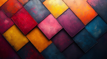 Fototapeta premium A stunning collage of brightly painted rectangles overlap against a colorful background, creating an energetic and vibrant visual experience perfect for modern artistic projects