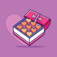 Valentines Day a pink heartshaped box was opened revealing chocolate candies ribbon and a bow