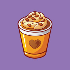 Vector Illustration of a Coffee Cup with Brown and White Paper Cup Design.
