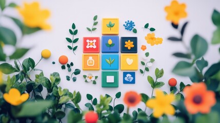 Colorful Flower Icons.