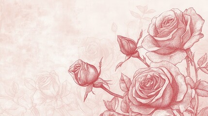 A delicate illustration of roses in soft hues, ideal for backgrounds or floral-themed designs.