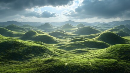 Fototapeta premium a fantasy landscape of rolling hills and open plains