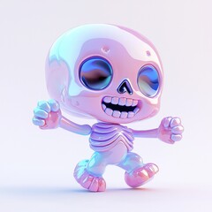 Colorful cartoon skeleton character in playful pose