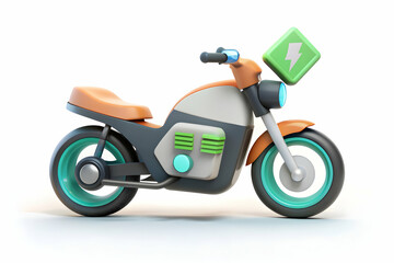 3D Icon as Electric motorcycle and fitness app concept as An electric motorcycle paired with a fitness app representing the combination of eco friendly transport and health oriented technology perfect