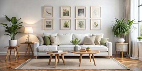 Minimalist Living Room with White Sofa and Natural Elements, interior design, home decor, living room, minimalist