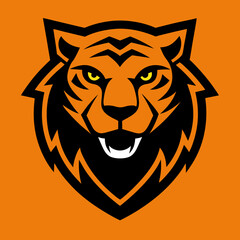 Tiger head icon Logo design vector art illustration on a white background
