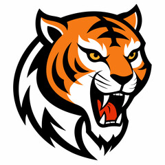 Tiger head icon Logo design vector art illustration on a white background