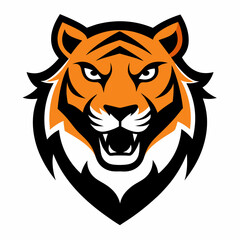 Tiger head icon Logo design vector art illustration on a white background