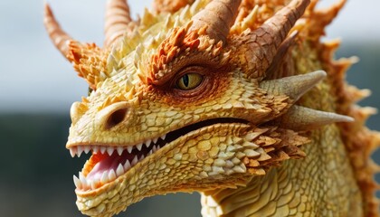 Obraz premium Fierce fantasy creature ready to roar