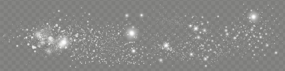 Yellow dust. Beautiful light flashes. Dust particles fly in space. Bokeh effect. Horizontal light rays.