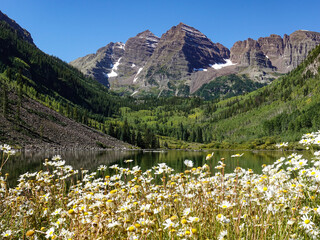 The Iconic Maroon Bells of Aspen Colorado, Beautiful Summer