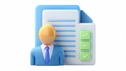 3D Icon as Financial advisor icon and tax filing concept as A financial advisor icon paired with a tax filing document representing professional assistance in tax preparation perfect for isolated vect