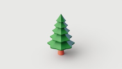 Obraz premium Christmas tree with star on top isolated on white background