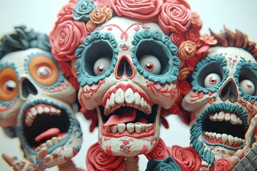 Colorful decorative skulls for Day of the Dead celebration