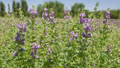 Obraz premium Vibrant purple wildflowers in a lush field