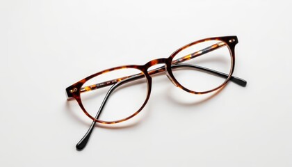  Stylish tortoiseshell glasses on a white background