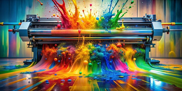 Printing Press Explosion of Colors, printing , color , ink , machine