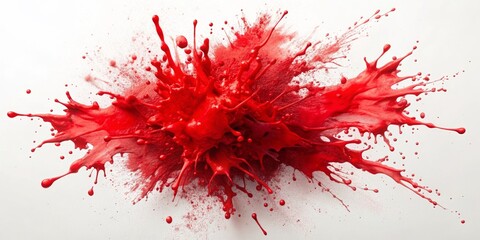 Red Paint Explosion on White Background, Abstract Art, Splash, Color, Liquid , paint , splash