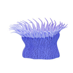 Purple Sea Anemone 3D Illustration. 3D Icon
