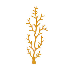 Golden Branch Coral 3D Illustration. 3D Icon