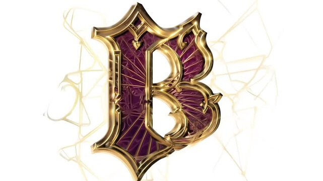 Golden and Purple Ornate Letter B Design With Intricate Detailing Generative AI