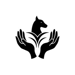 Hands massage an animal logo silhouette vector illustration