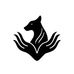 Hands massage an animal logo silhouette vector illustration