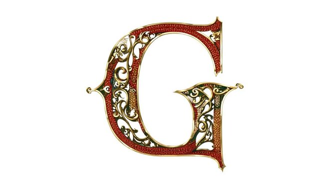 Ornate Letter G With Intricate Designs in Red and Gold Color Scheme Generative AI
