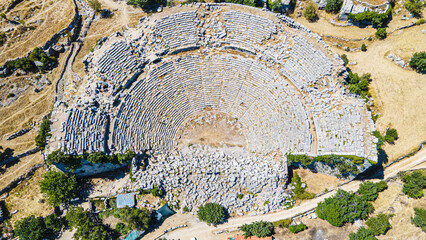 The scenic views of the ancient theater of Selge, which was an important city in ancient Pisidia...