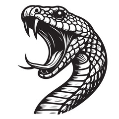Line art of snake hissing cartoon vector