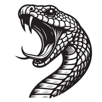 recommend clip art: Line art of snake hissing cartoon vector
