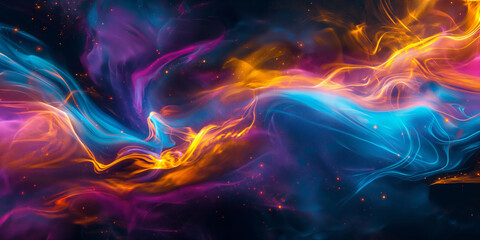 Vibrant Abstract Swirling Colorful Smoke and Light Flow Background