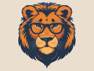 Obraz premium Cool Lion with Glasses Illustration