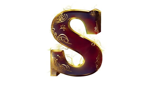 Ornate Gold Letter S on a Bright Background Generative AI
