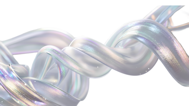 3d wave crystal glass holographic effect isolated on transparent background