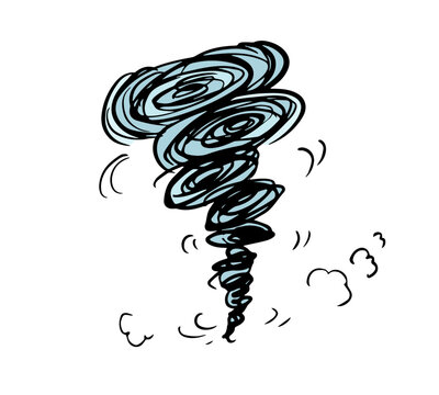 ぐるぐる渦巻く猛烈な台風　線画イラスト