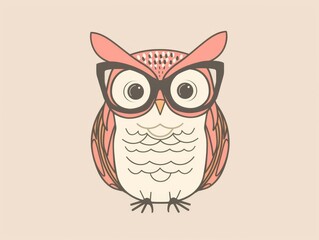 Obraz premium Cute Cartoon Owl with Glasses Illustration