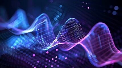 Abstract Digital Wave with Neon Glow  representing technology futuristic and innovation.