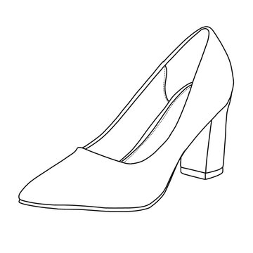 black and white high heel shoe outline clip art preview