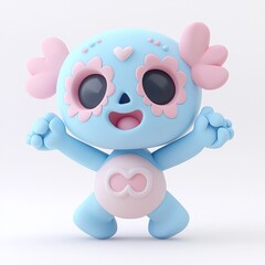Obraz premium Cute blue and pink cartoon character toy