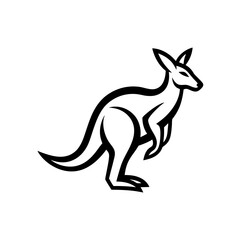 Kangaroo line art mascot logo design. Animal Kangaroo logo silhouette vector illustration on a white background.